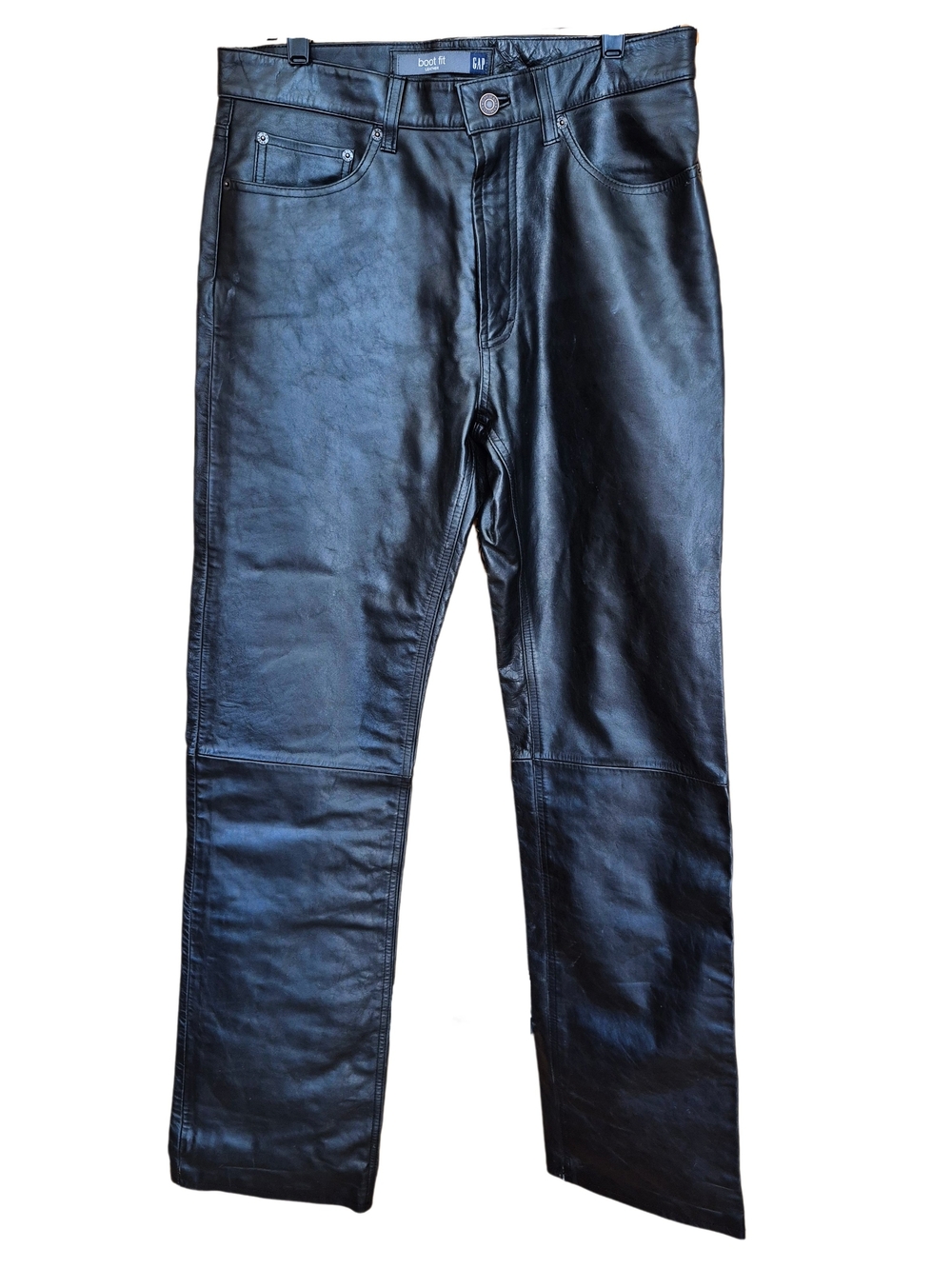 GAP Genuine Leather Boot Fit Pants Black Y2K Moto Leather Pants Women’s 32